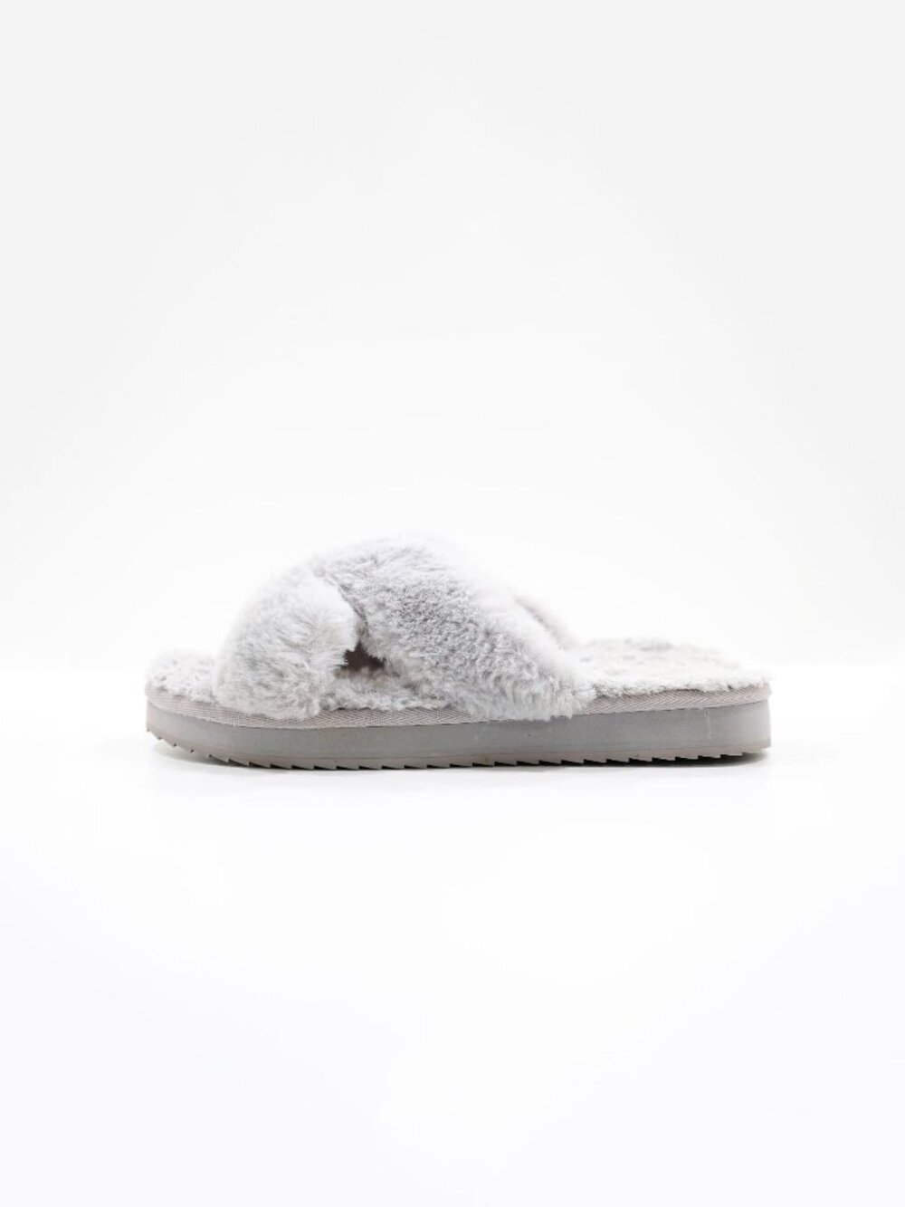 Koolaburra UGG Ballia Gray Faux-Fur Fluffy Slide Slippers - 6